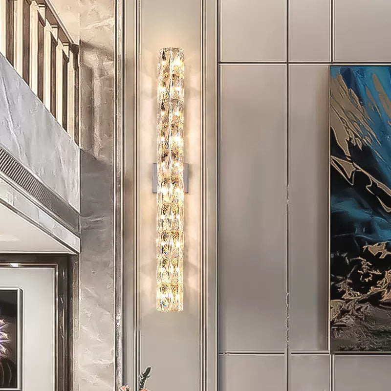 Stainless Steel Crystal Strip 6-Light Wall Lamp