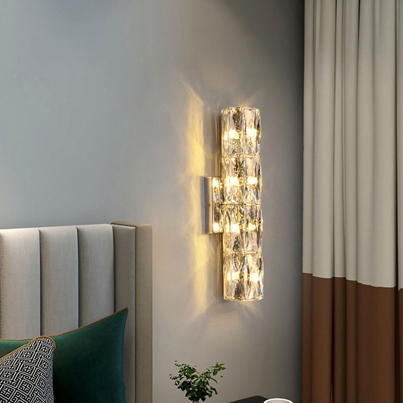 Stainless Steel Crystal Strip 6-Light Wall Lamp