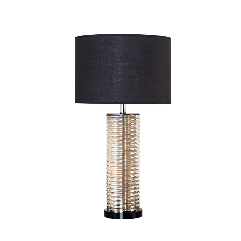 Glass Fabric Crystal Cylinder Table Lamp