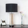 Glass Fabric Crystal Cylinder Table Lamp