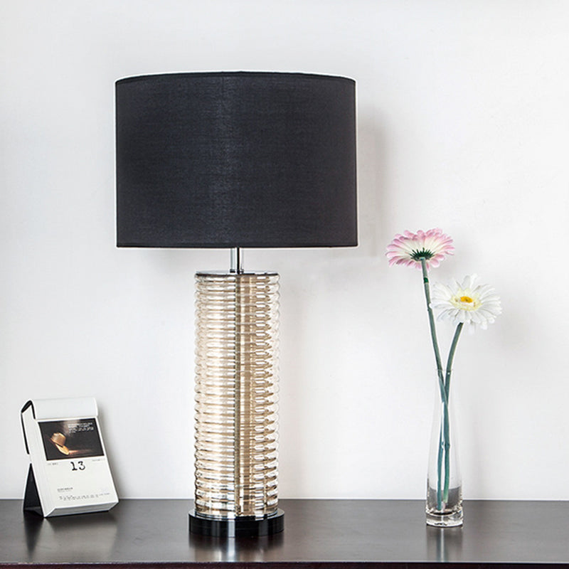 Glass Fabric Crystal Cylinder Table Lamp
