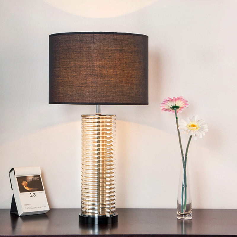 Glass Fabric Crystal Cylinder Table Lamp
