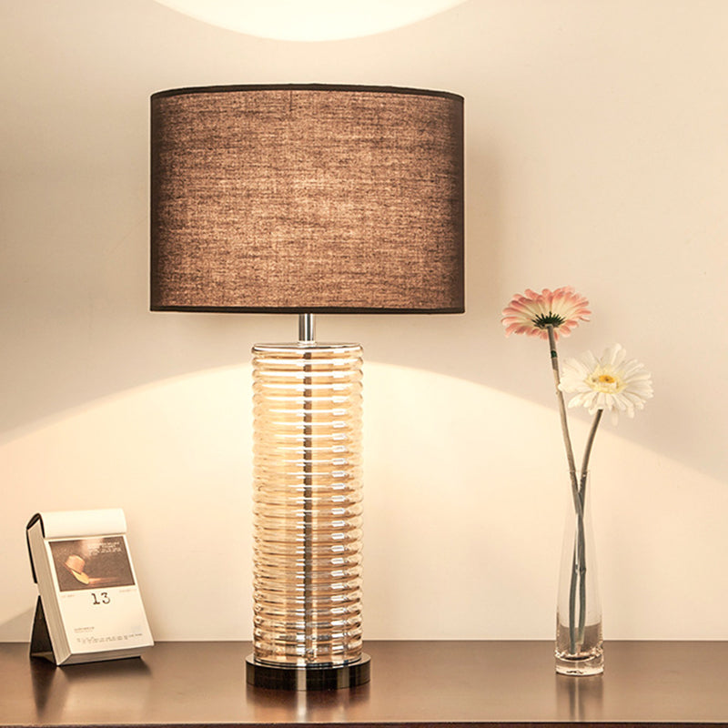 Glass Fabric Crystal Cylinder Table Lamp