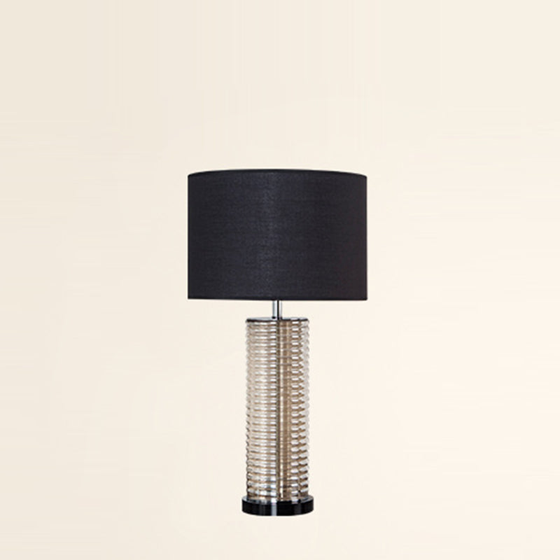 Glass Fabric Crystal Cylinder Table Lamp