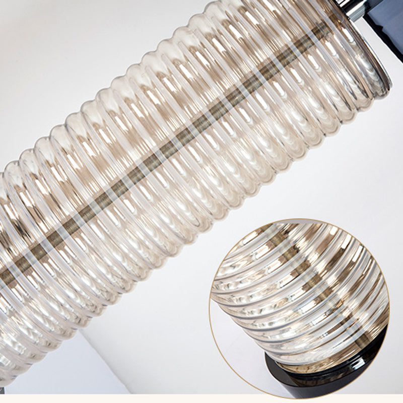 Glass Fabric Crystal Cylinder Table Lamp