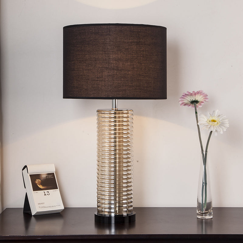 Glass Fabric Crystal Cylinder Table Lamp