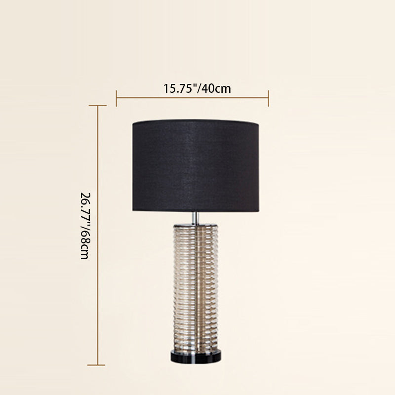 Glass Fabric Crystal Cylinder Table Lamp