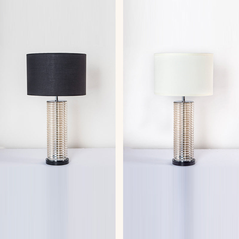Glass Fabric Crystal Cylinder Table Lamp