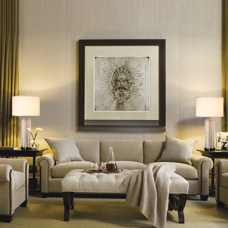 Glass Fabric Crystal Cylinder Table Lamp