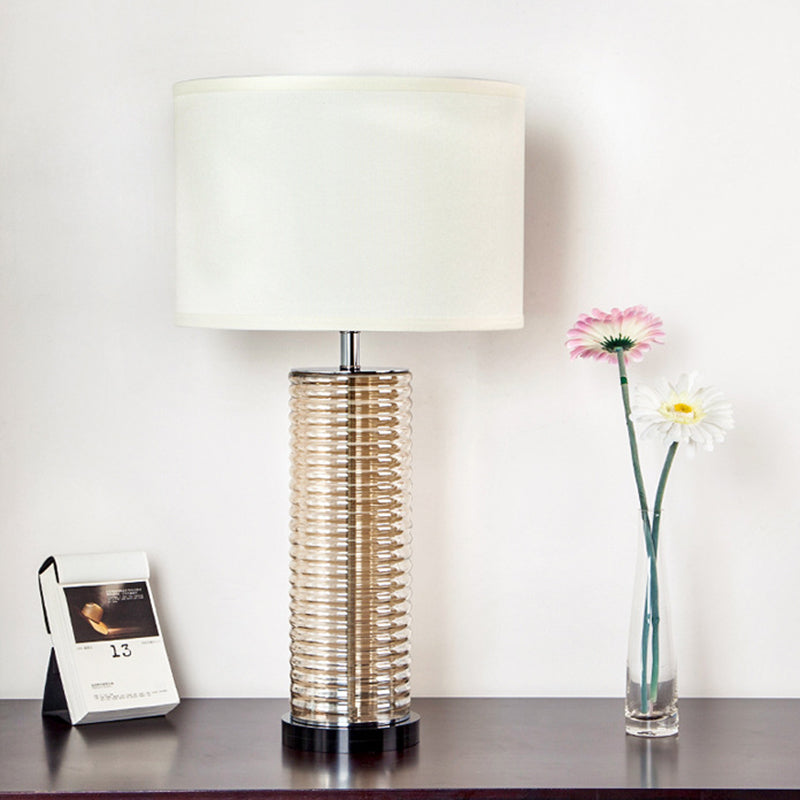 Glass Fabric Crystal Cylinder Table Lamp