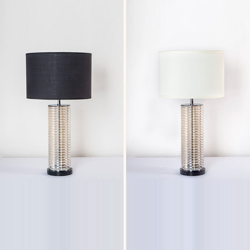 Glass Fabric Crystal Cylinder Table Lamp