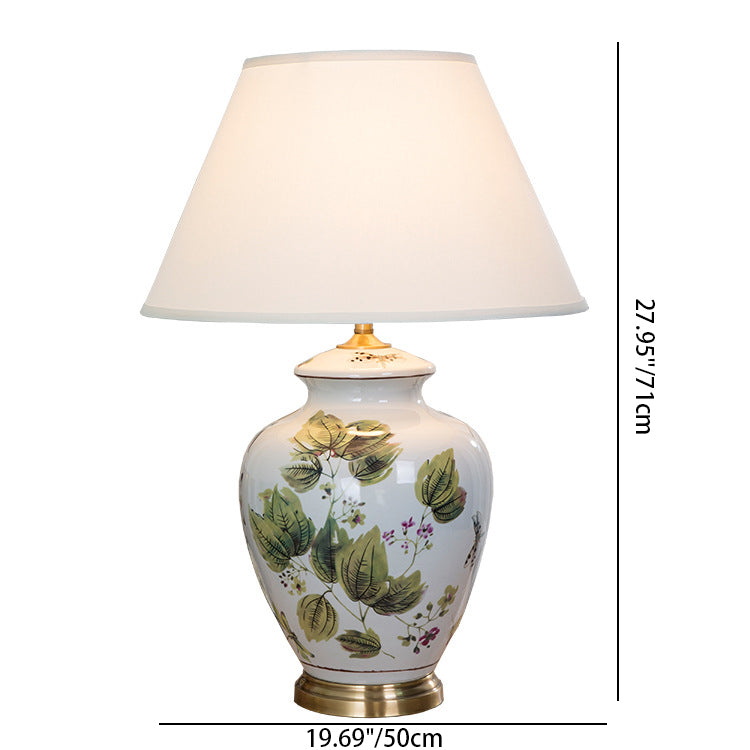 Fabric Copper Ceramic Pot Table Lamp