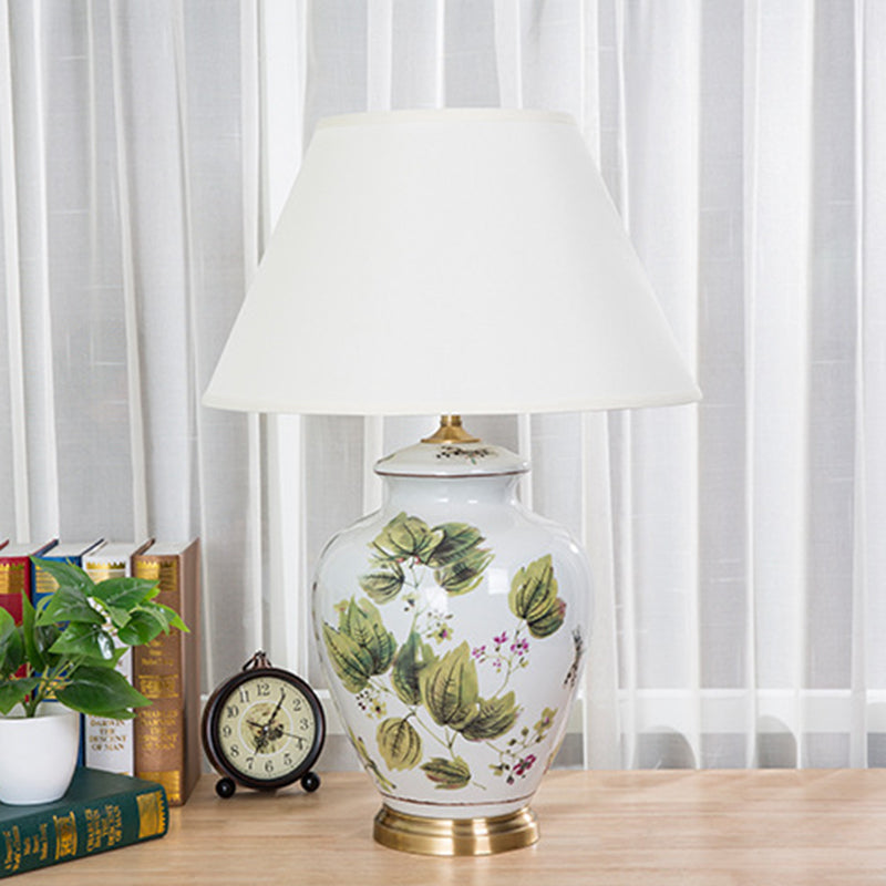 Fabric Copper Ceramic Pot Table Lamp