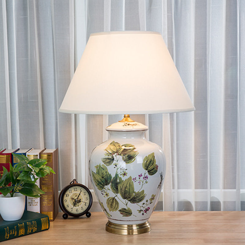 Fabric Copper Ceramic Pot Table Lamp