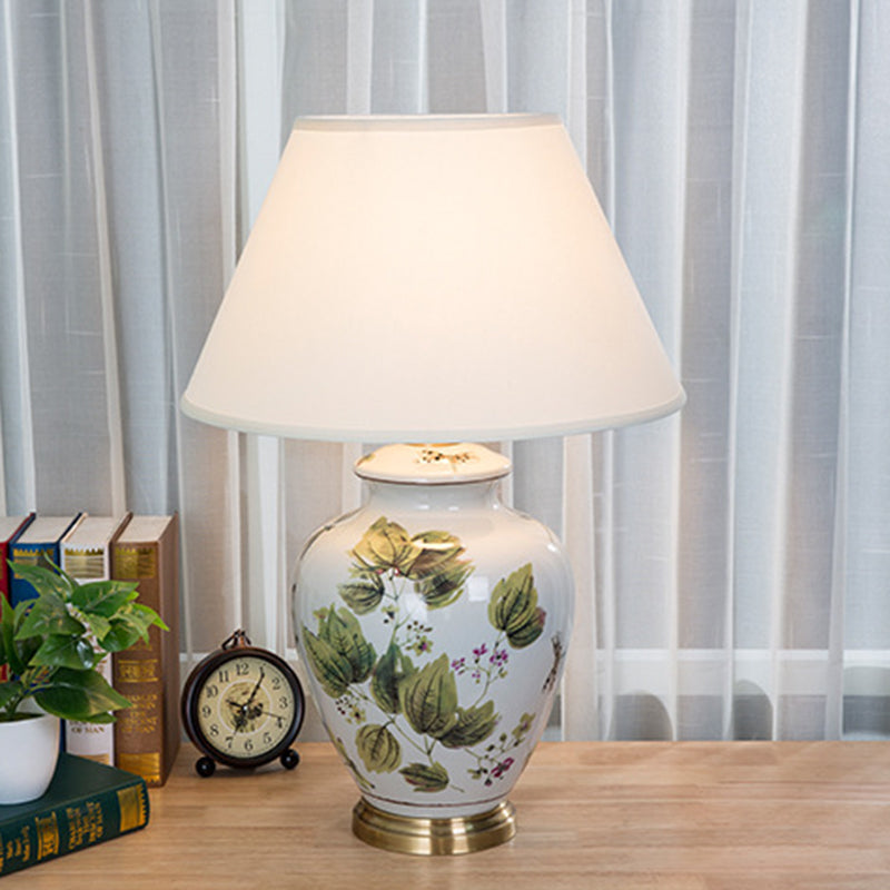 Fabric Copper Ceramic Pot Table Lamp