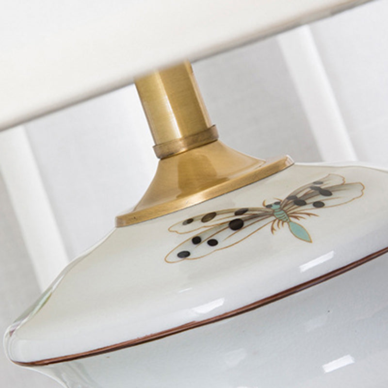 Fabric Copper Ceramic Pot Table Lamp