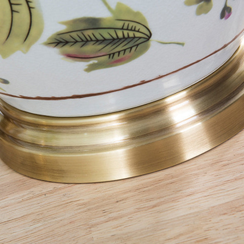 Fabric Copper Ceramic Pot Table Lamp