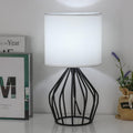 Metal Fabric Cylinder Hollowed Table Lamp
