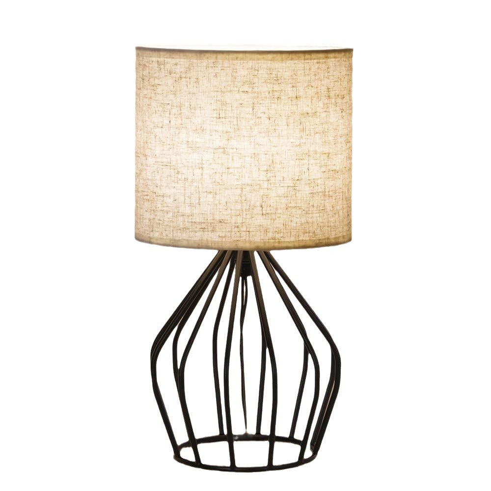 Metal Fabric Cylinder Hollowed Table Lamp