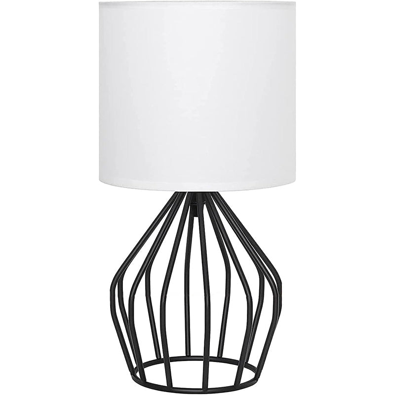 Metal Fabric Cylinder Hollowed Table Lamp