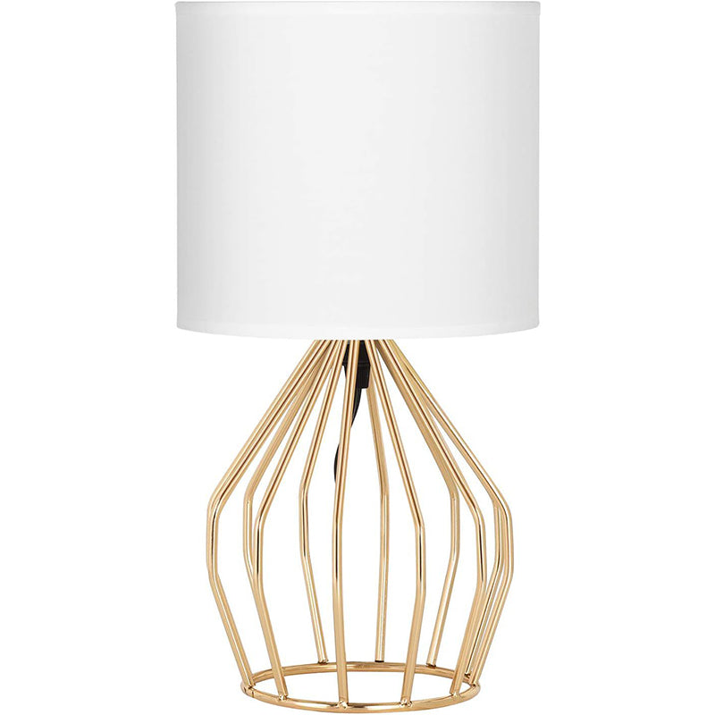 Metal Fabric Cylinder Hollowed Table Lamp