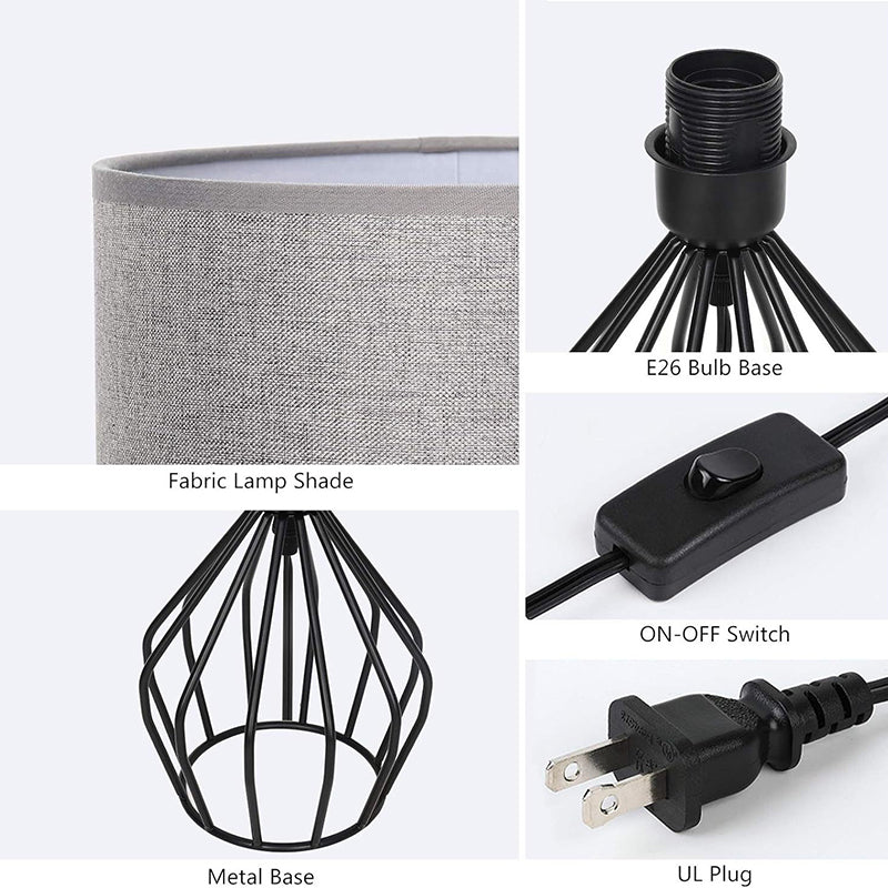 Metal Fabric Cylinder Hollowed Table Lamp