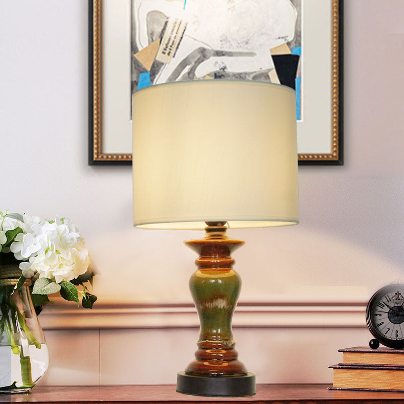 Ceramic Metal Fabric Column Table Lamp