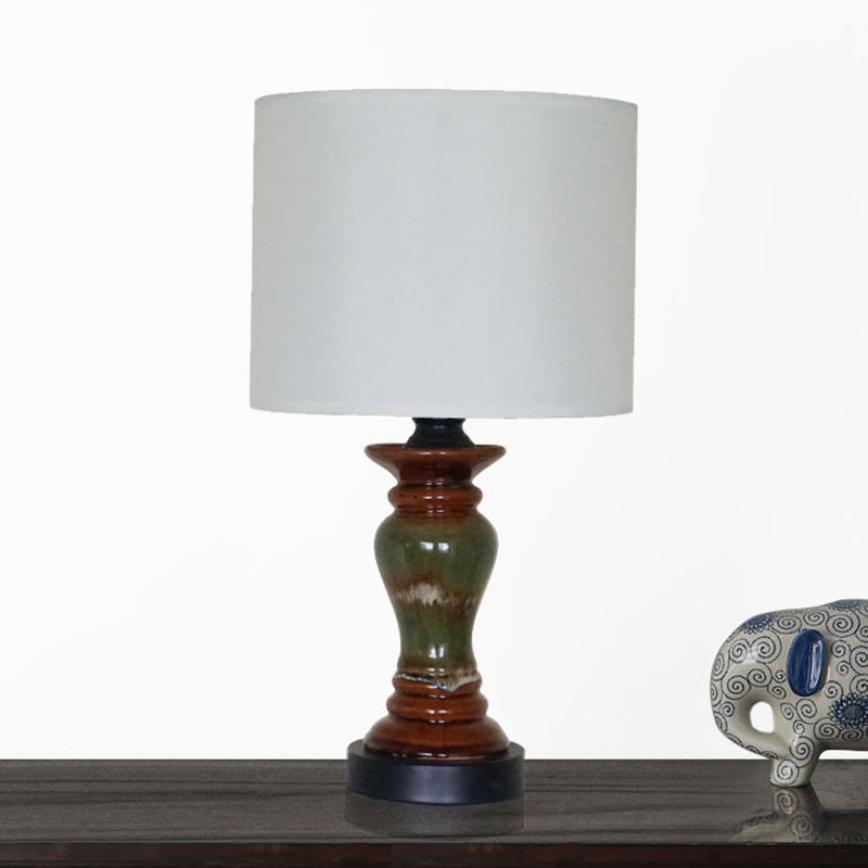Ceramic Metal Fabric Column Table Lamp