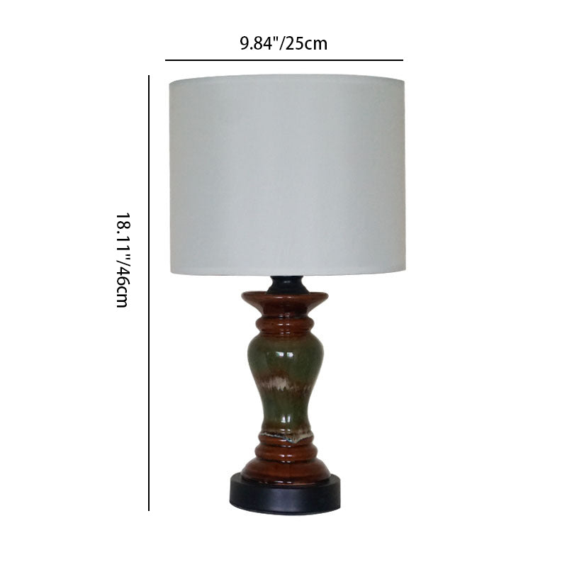 Ceramic Metal Fabric Column Table Lamp