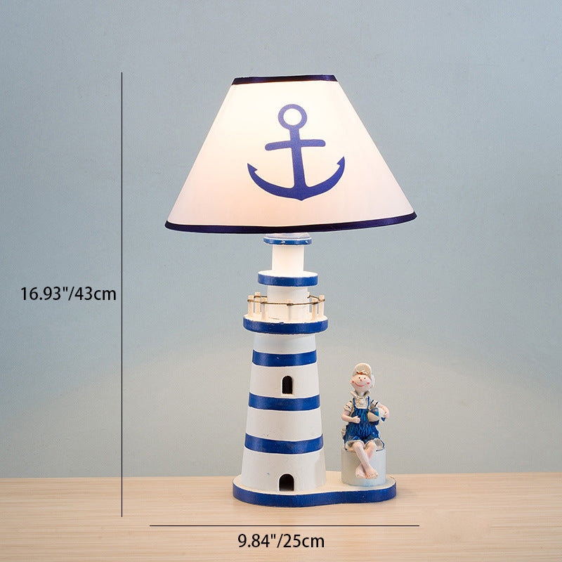Coastal Wood Fabric Kids Table Lamp