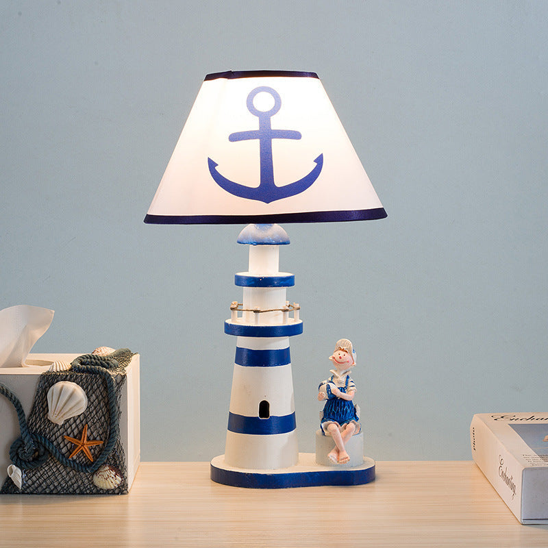 Coastal Wood Fabric Kids Table Lamp