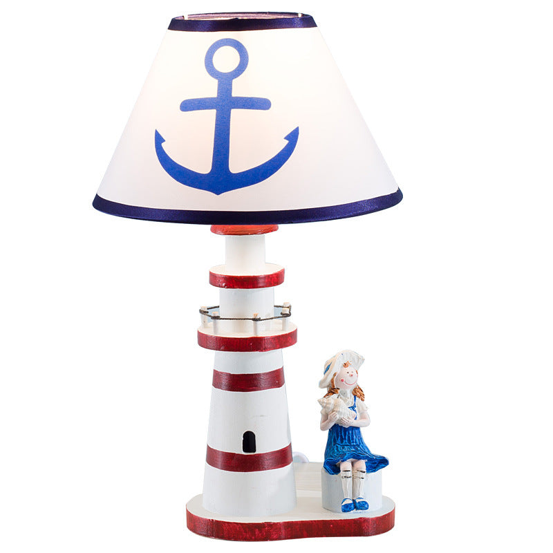 Coastal Wood Fabric Kids Table Lamp
