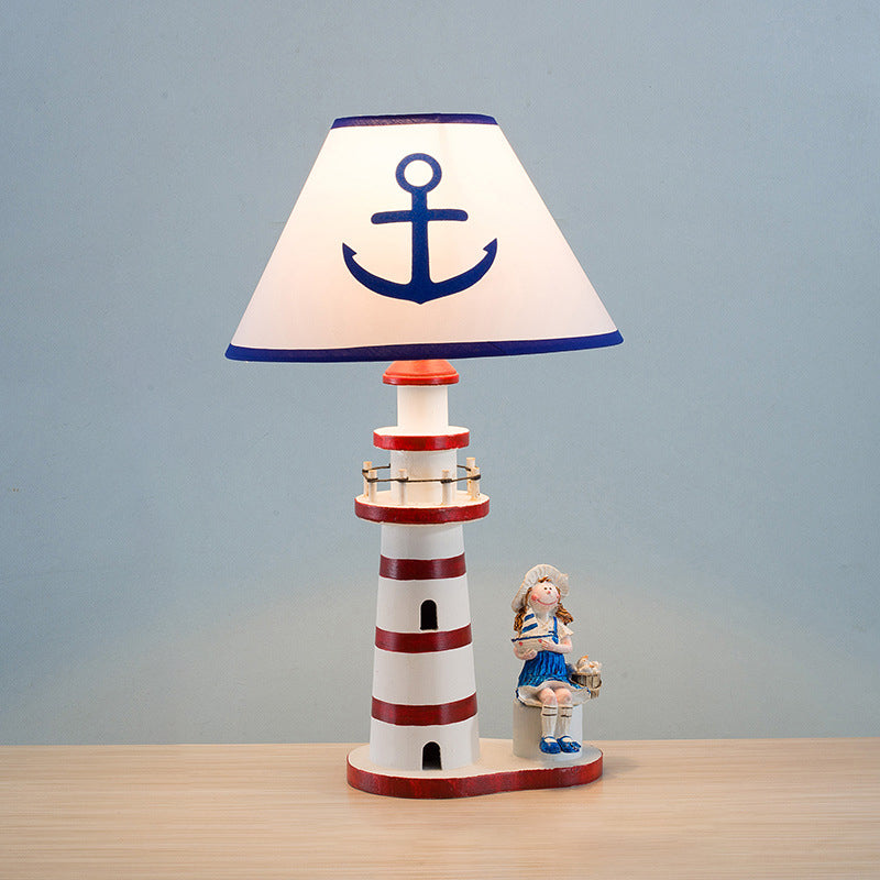 Coastal Wood Fabric Kids Table Lamp