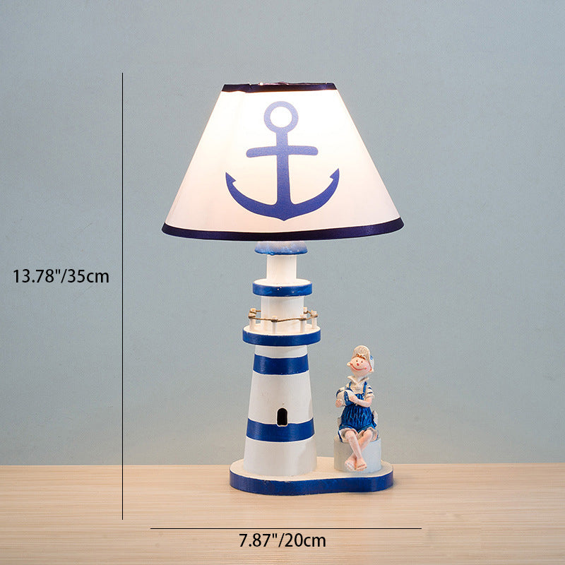 Coastal Wood Fabric Kids Table Lamp