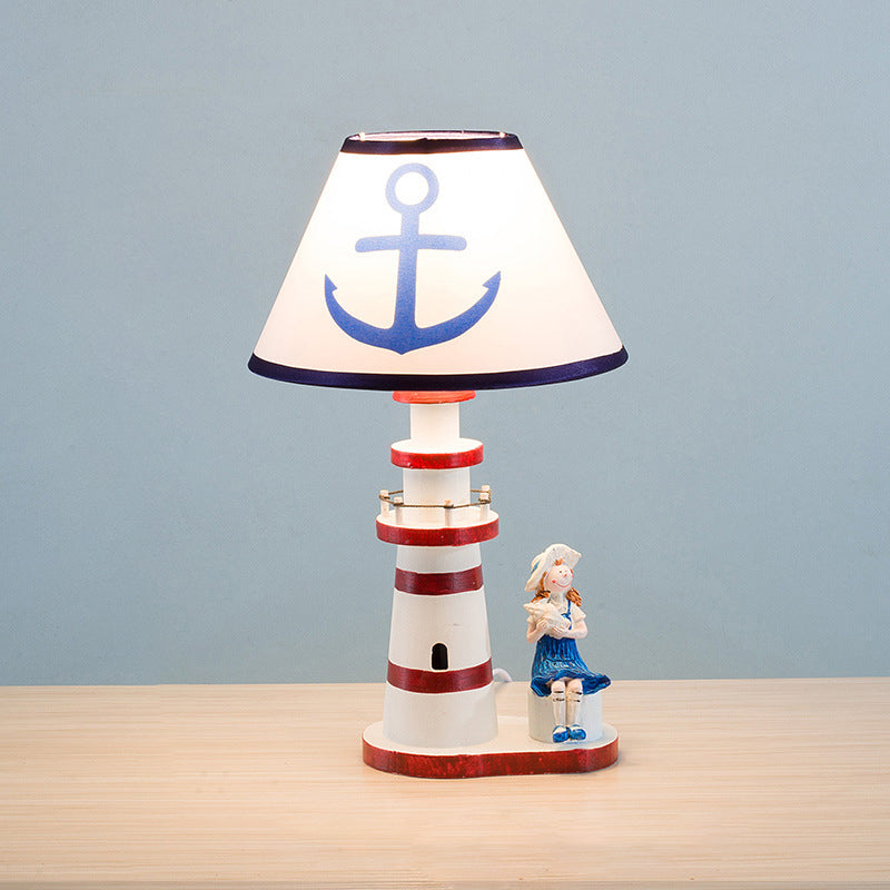 Coastal Wood Fabric Kids Table Lamp