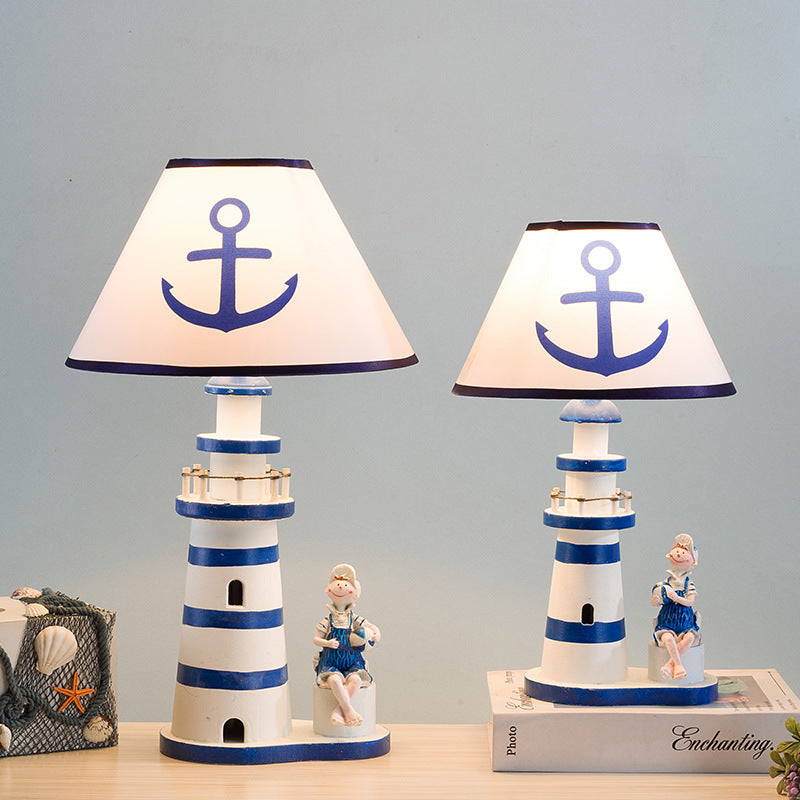 Coastal Wood Fabric Kids Table Lamp
