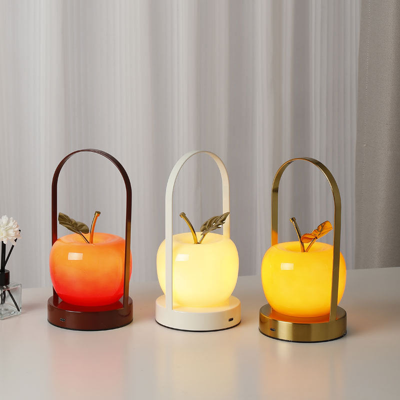 Rechargeable Iron Glass Apple Table Lamp