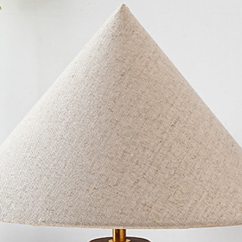 Wood Fabric Metal Conic Table Lamp