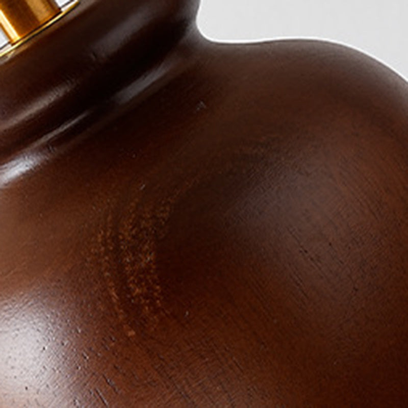 Wood Fabric Metal Conic Table Lamp