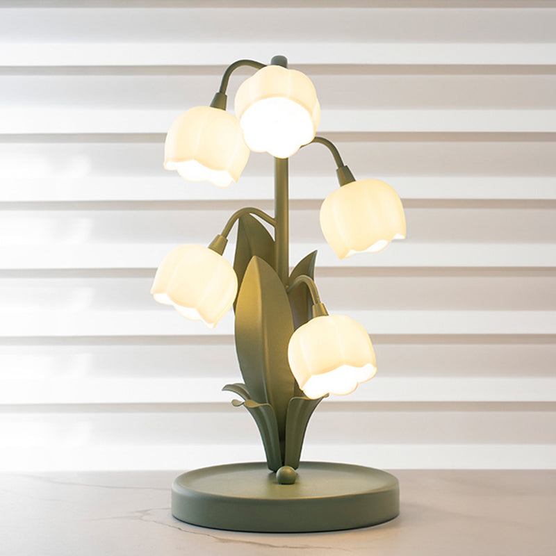 Iron Glass Floral Table Lamp
