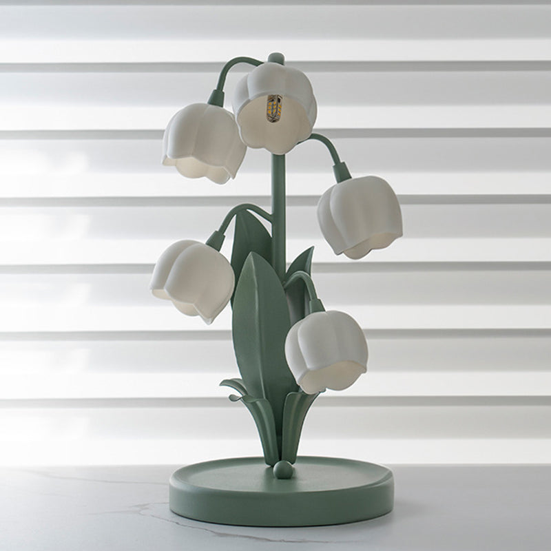 Iron Glass Floral Table Lamp