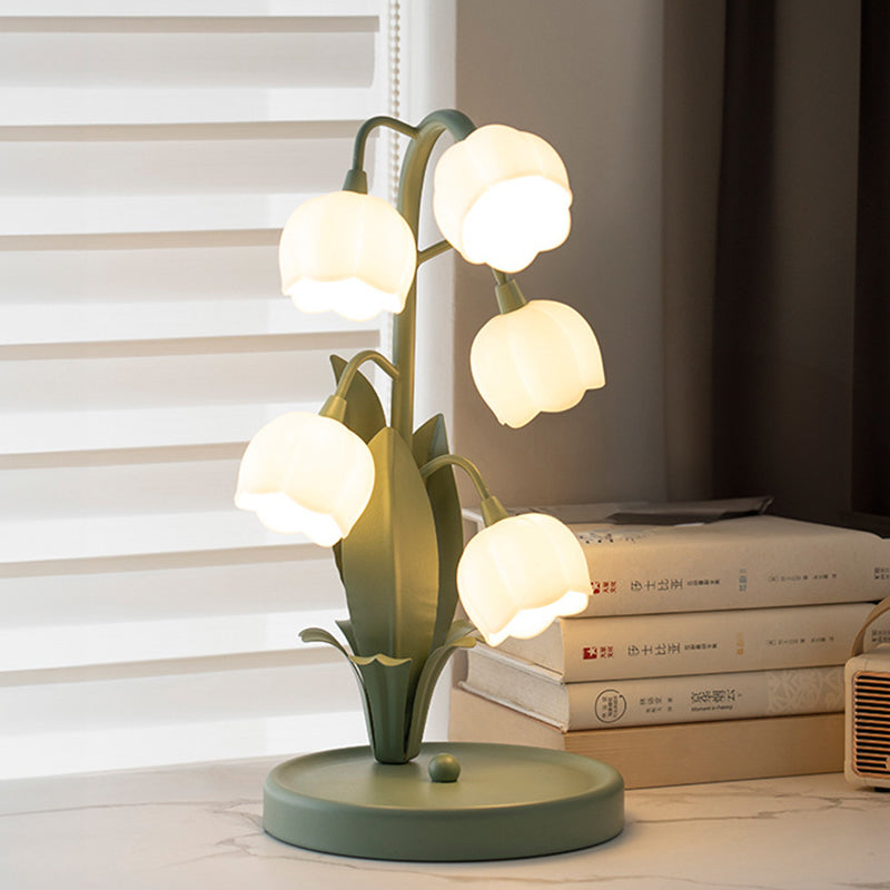 Iron Glass Floral Table Lamp