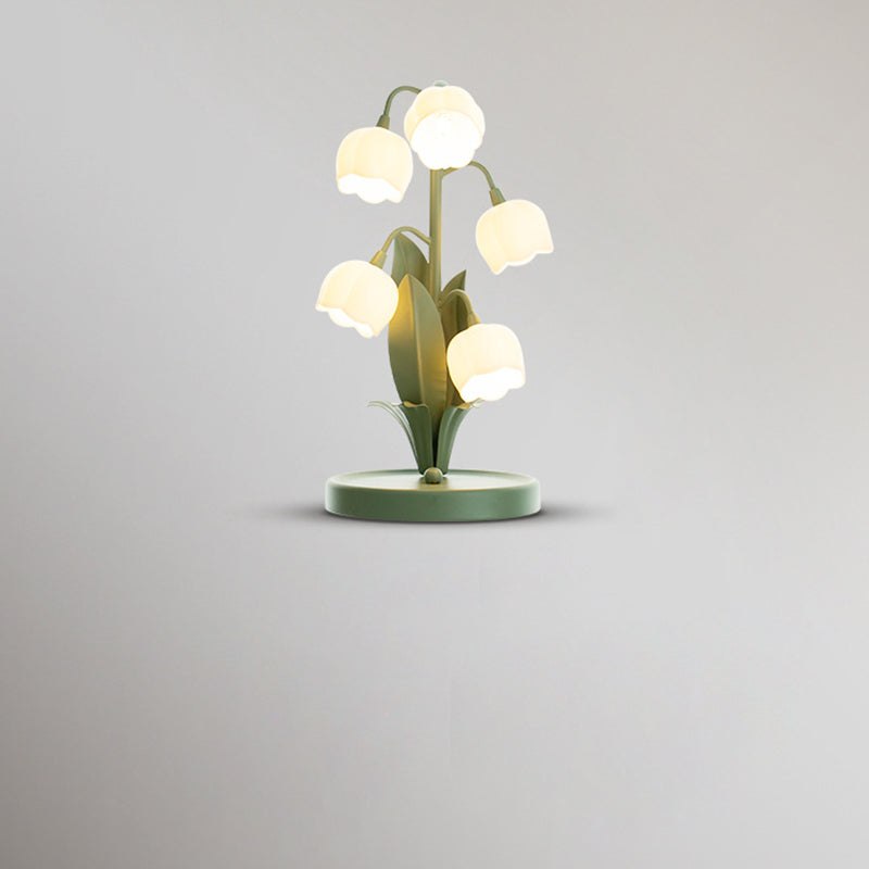 Iron Glass Floral Table Lamp