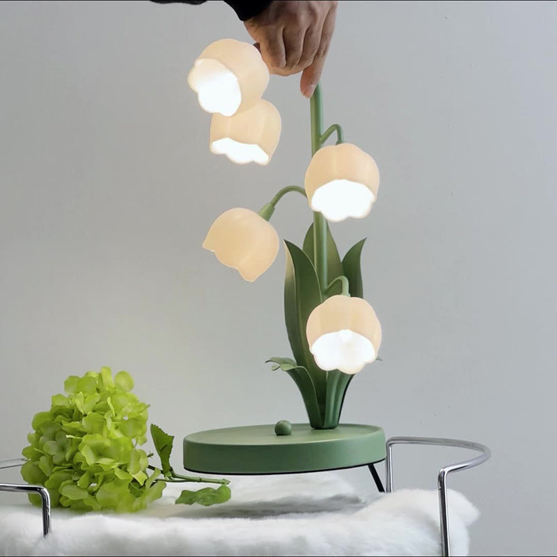Iron Glass Floral Table Lamp