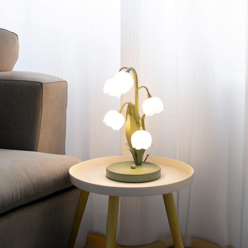 Iron Glass Floral Table Lamp