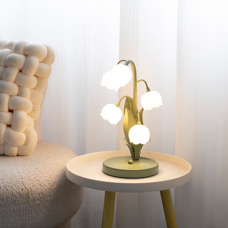Iron Glass Floral Table Lamp
