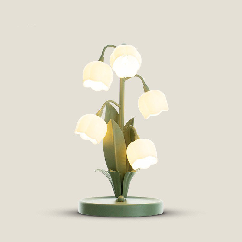 Iron Glass Floral Table Lamp