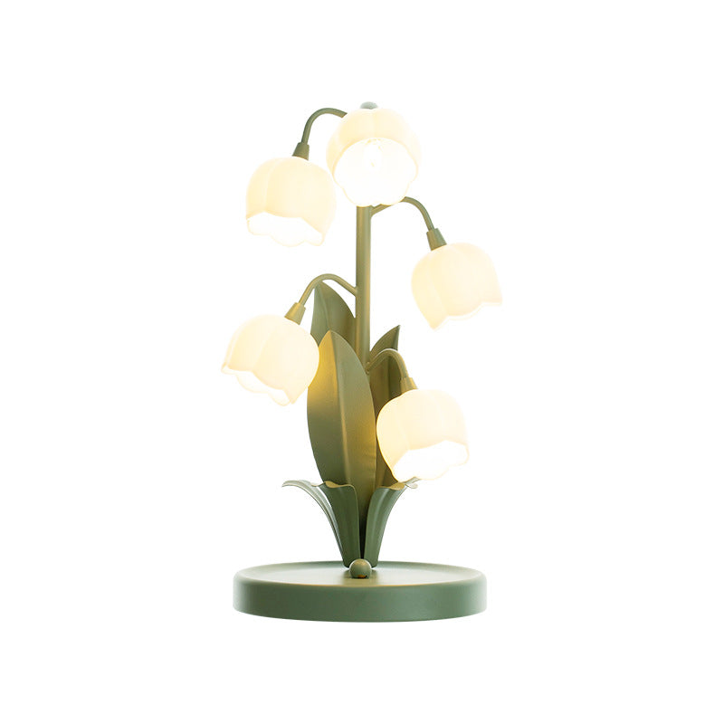 Iron Glass Floral Table Lamp