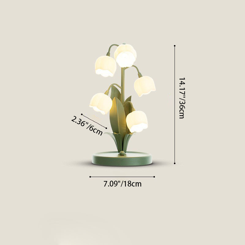 Iron Glass Floral Table Lamp