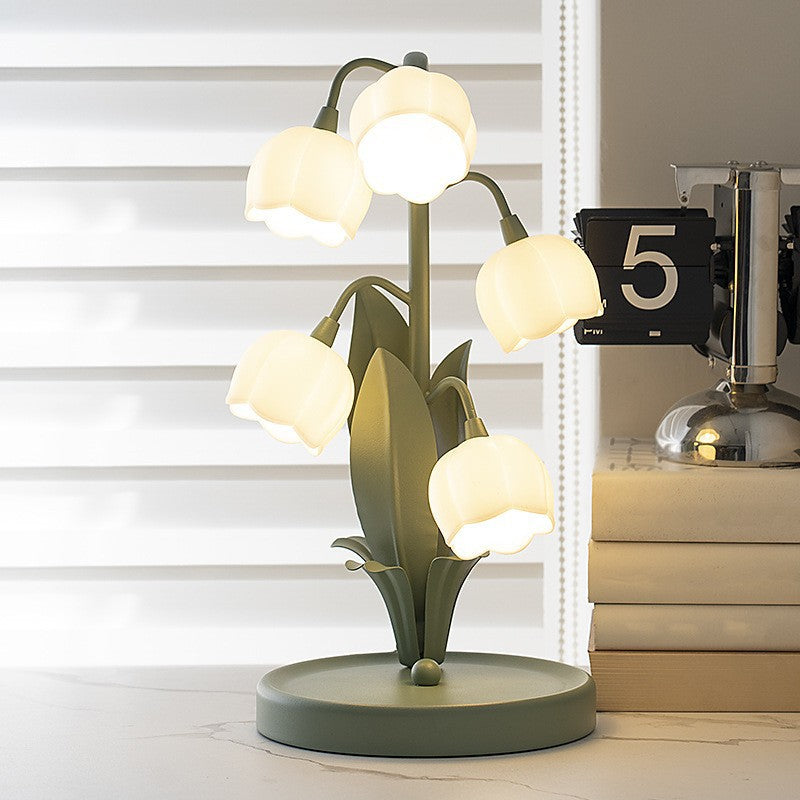 Iron Glass Floral Table Lamp